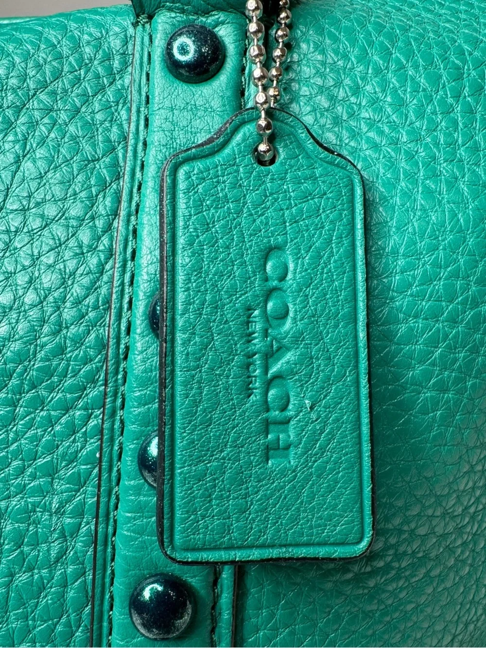 Coach Central Satchel Bag with Enamel Studded Rivets F57513 Grass Green $495 NWT